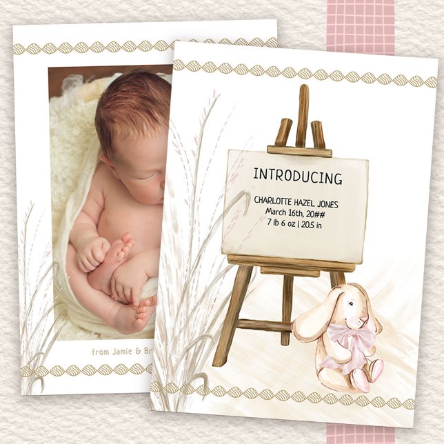 Anúncio Apresentando Easel Baby Girl Boho Birth (Available to order professionally printed or as a printable digital download)
