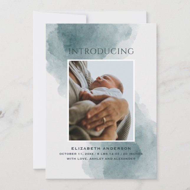 Anúncio Apresentando. Elegante cor-de-água azul nascimento (Frente)