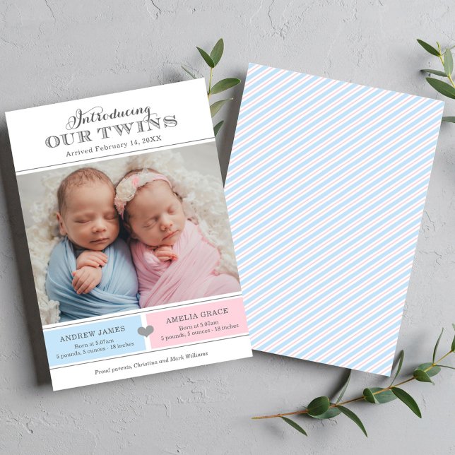 Anúncio Apresentando Nosso Bebê Gêmeo Nascimento Fotográfi (Criador carregado)