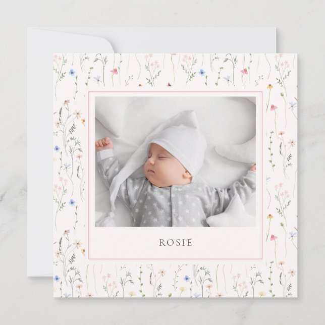 Anúncio aquarela flores silvestres Bebê Nascimento (Frente)