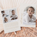 Anúncio Arca Modern Boho | Creme Foto de Nascimento<br><div class="desc">Este moderno cartão de nascimento de um creme de vassoura faz o anúncio perfeito e simples para um bebê ou uma menina. O creme boêmico e o design de ouro apresentam uma tipografia de letras industriais única com estilo minimalista de safra. Personalize a frente do cartão com uma foto do...</div>