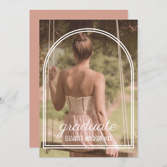 Anúncio Arch Frame Graduation Announcement (Frente/Verso)