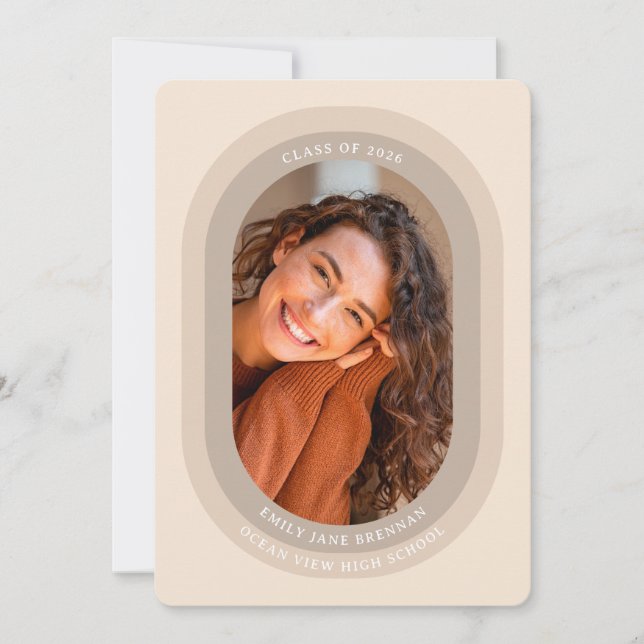 Anúncio Arched Photo Graduation Announcement Card (Frente)