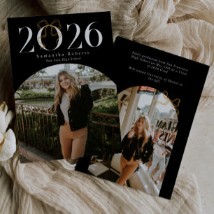 Anúncio Arco de Foto Coquette Preto e Branco 2026 Graduaçã