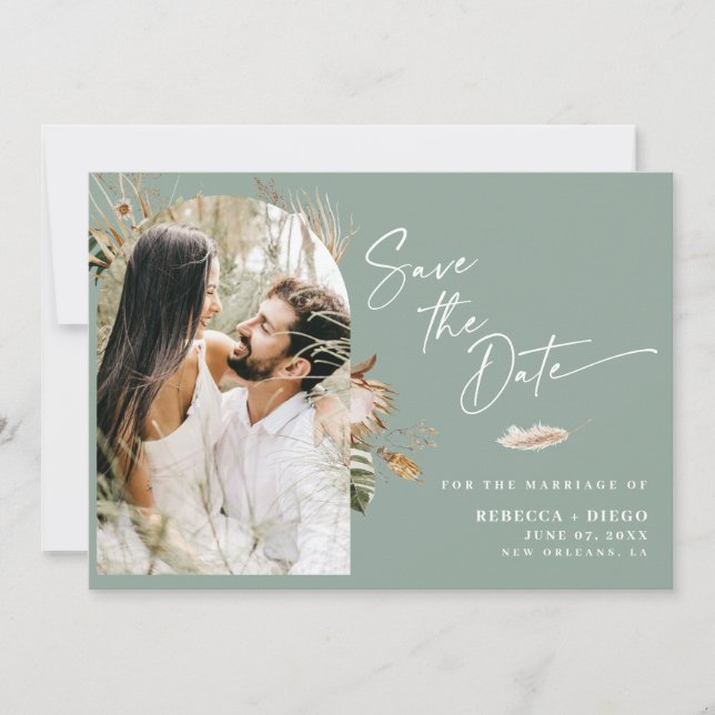 Anúncio Arco de Foto de Casamento Boho Moderno Salve a Dat (Frente)