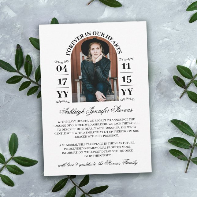 Anúncio Arco Elegante Foto Para Sempre Em Nossos Corações  (Criador carregado)