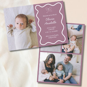 Anúncio Arco Roxo Púrpura Wavy Boho Collage Bebê Nasciment