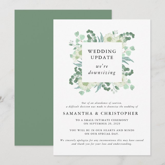 Anúncio Atualização da Redução do Casamento de Eucalipto (Frente/Verso)