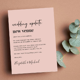 Anúncio Atualização de Casamento Rosa Blush em Novo Local