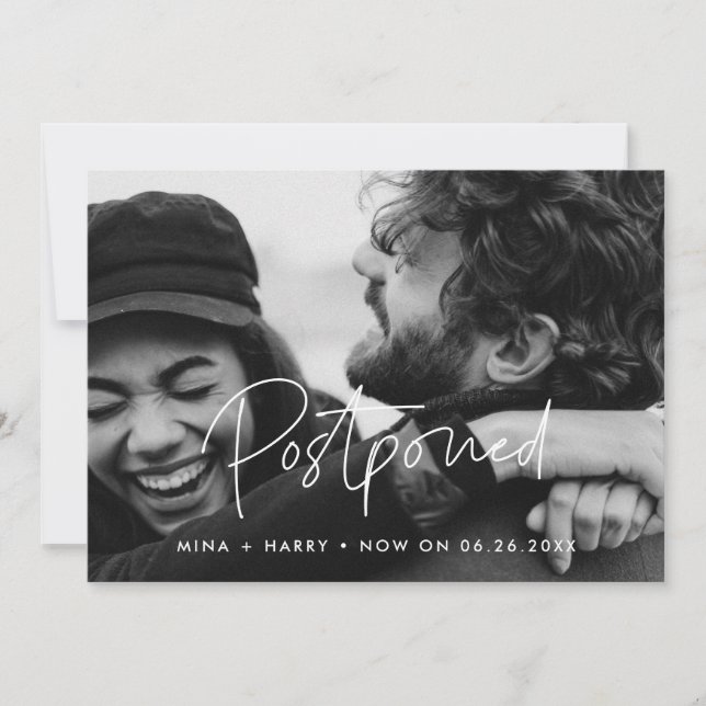 Anúncio Atualização de foto de casamento adiado minimalist (Frente)