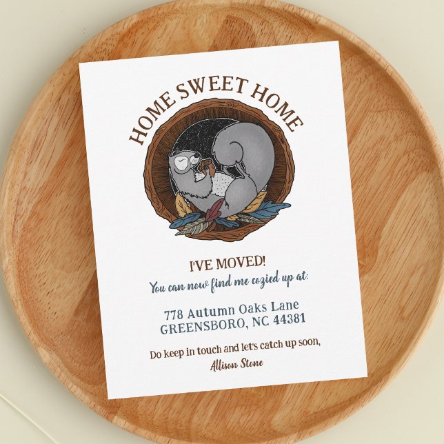Anúncio Autumn Cozy Squirrel Mudando Novo Endereço (Cozy Autumn New Address Announcement)