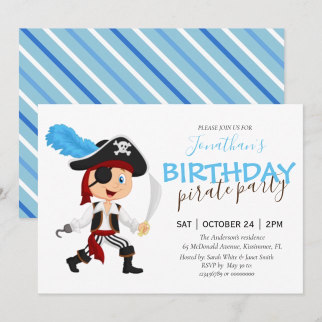 Anúncio Aventura Pirata de Aniversário (Frente/Verso)