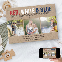 Anúncio Azul Branco Vermelho Esperando Um Novo 3 Foto