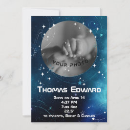 Anúncio Azul Celestial Profundo Espaço Sideral Nascimento 