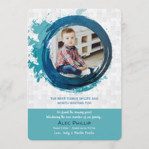 Anúncio azul da adopção da foto das partes dos