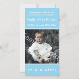 anúncio azul da foto de nascimento do bebê. adicio