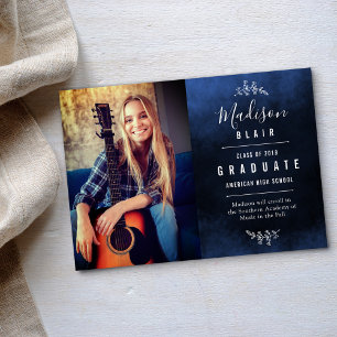 Anúncio azul da graduação do fundo da textura