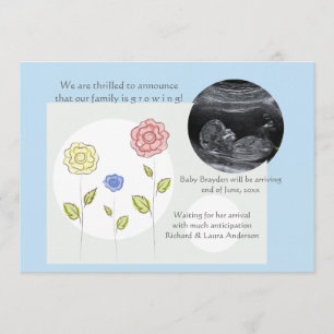 Anúncio azul da gravidez da foto da adição nova