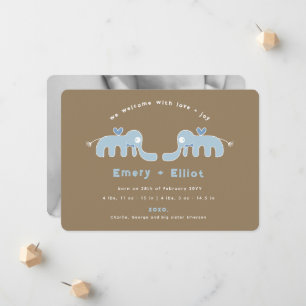 Anúncio azul do nascimento do bebé do laço do