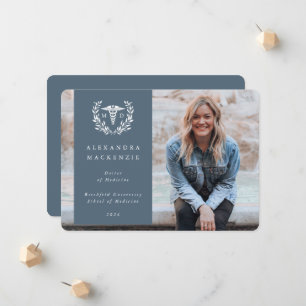Anúncio Azul + Laurel Branco Foto de Grau Médico