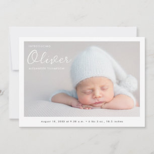 Anúncio Baby Boy Photo Modern Name Script Birn