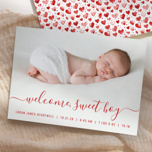 Anúncio Baby Boy Photo Red Script Hearth
