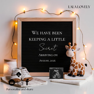 Anúncio  Baby Giraffe Neutral  pregnancy announcement card