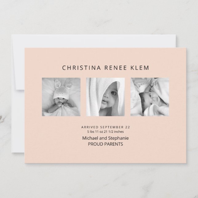 Anúncio Baby Girl B/W Foto Colagem Moderna Nascimento do P (Frente)