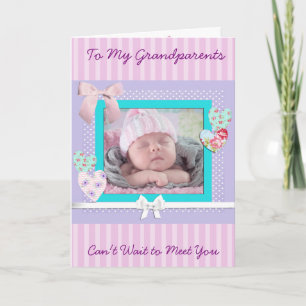 Anúncio Baby Girl Birth Announcement card for Grandparents