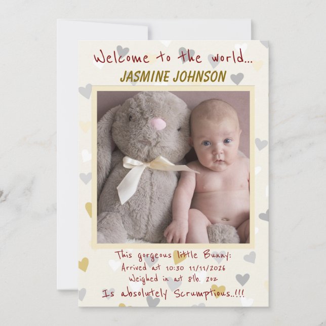 Anúncio Baby Girl com seu coelho New Arrival (Frente)