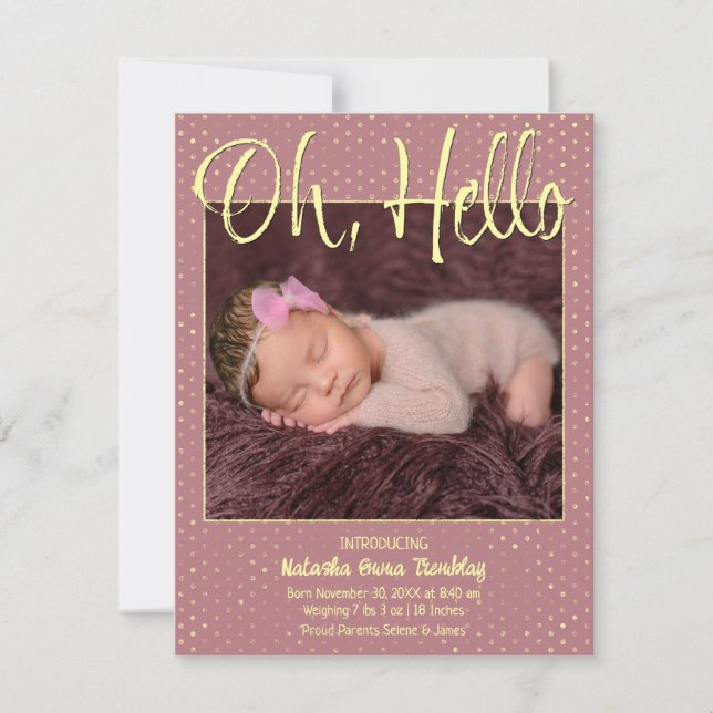 Anúncio Baby Oh, Hello Flat Announcement Card (Frente)
