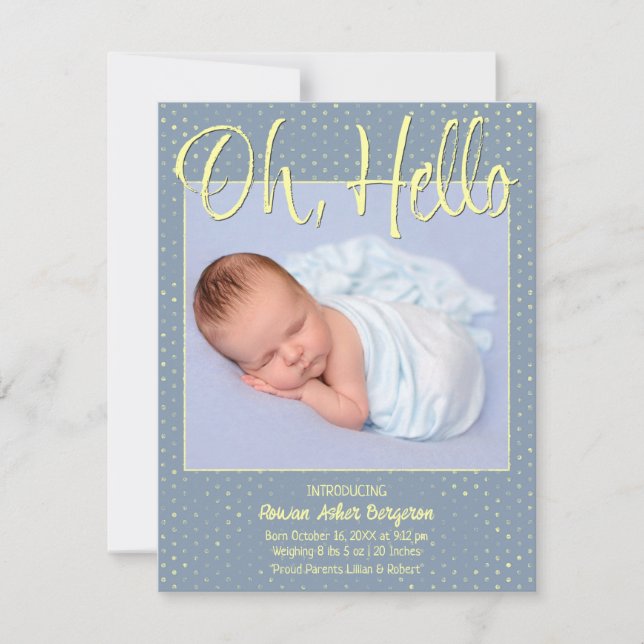 Anúncio Baby Oh, Hello Flat Announcement Card (Frente)