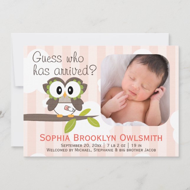 Anúncio Baby Owl anuncia garota (Frente)