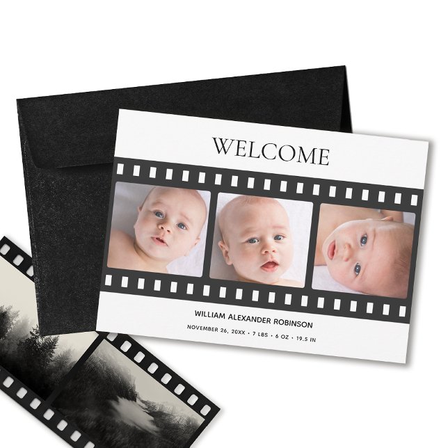 Anúncio Baby Photo Elegant Filmstrip Classy Birth (Criador carregado)
