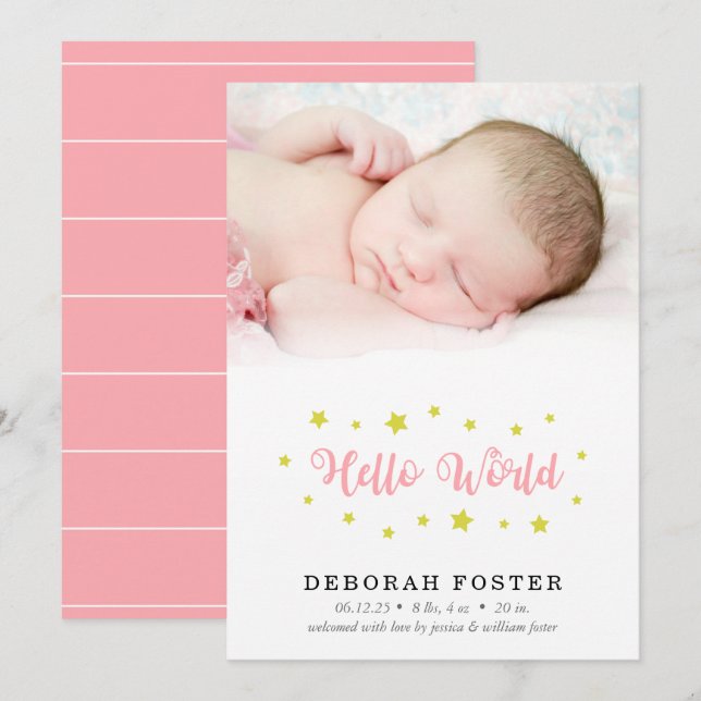 Anúncio Baby Photo Hello World Birth (Frente/Verso)