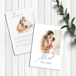 Anúncio Baby Photo Modern Minimalist New Baby Announing (N