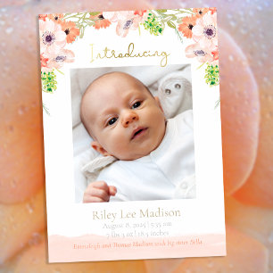 Anúncio Baby Photo Peach Floral Modern Birn