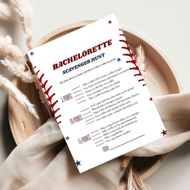 Anúncio Bachelorette Scavenger Game Card do Baseball (Criador carregado)