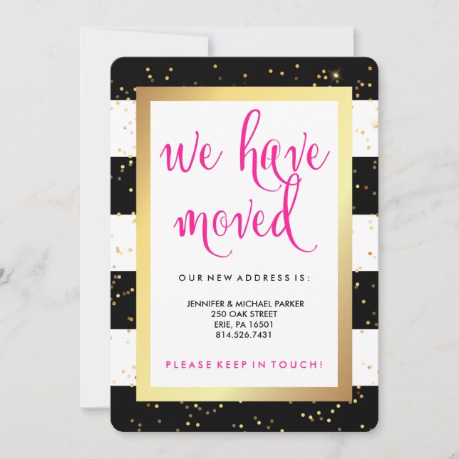 Anúncio Bandas brancas e pretas e Dourada mudança de ender (Frente)