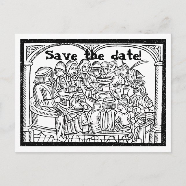 Anúncio Banquete - cartão postal personalizável de data de (Frente)