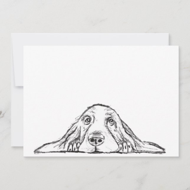 Anúncio basset hound preto branco simples olhos de cachorr (Frente)