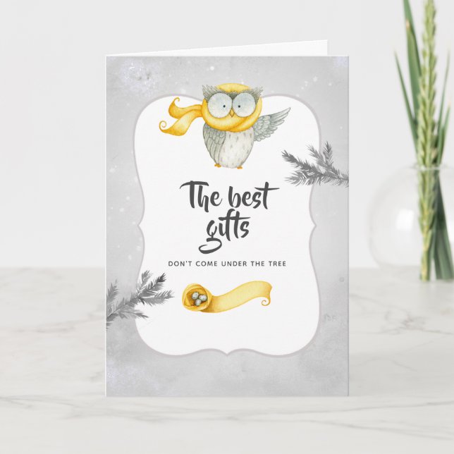 Anúncio Bebê de Natal de Winter Owl Esperando foto (Frente)