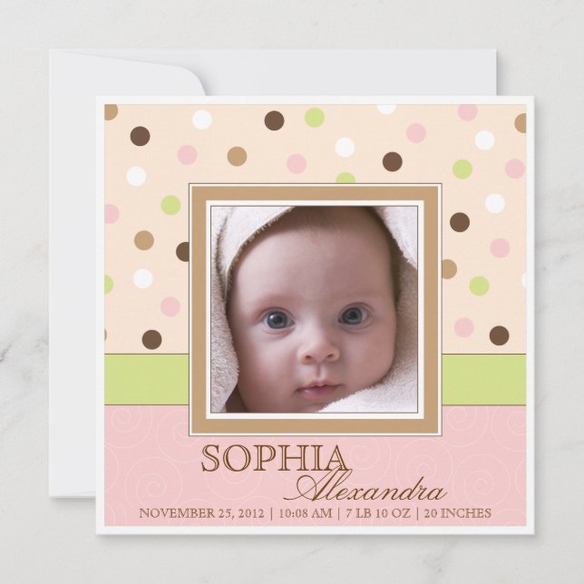 Anúncio Bebê Garota Nascida Duas Fotos em Rosa + Pontos Ma (Frente)