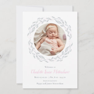 Anúncio Bebê Menina Foto Elegante Grinalda Floral Nascimen