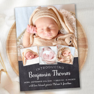 Anúncio Bebê Personalizado 4 Foto Colagem Nascido