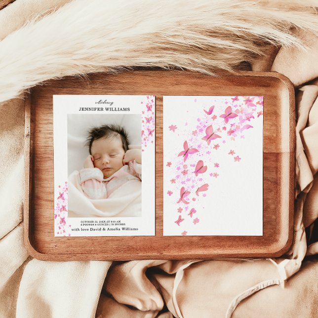 Anúncio Bebê Plana com Borboleta Rosa Clássica eterno (Criador carregado)