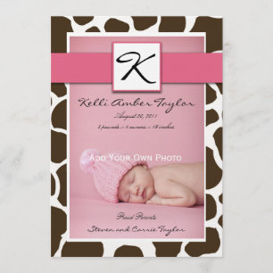 Anúncio Bebê rosa Anunciando Nascimento Girafa Padrão