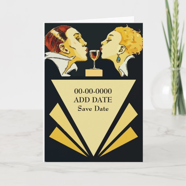 Anúncio Beijar com Vinho, Salvar Data (Frente)
