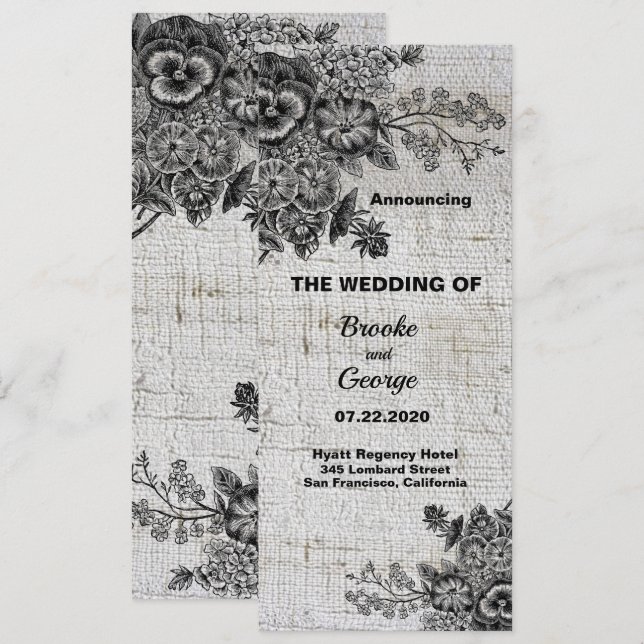 Anúncio Belo Casamento de Flores de Cinza/Negra (Frente/Verso)