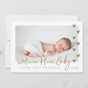 Anúncio Bem-vindo ao lar Baby Modern Minimamente Dourado F